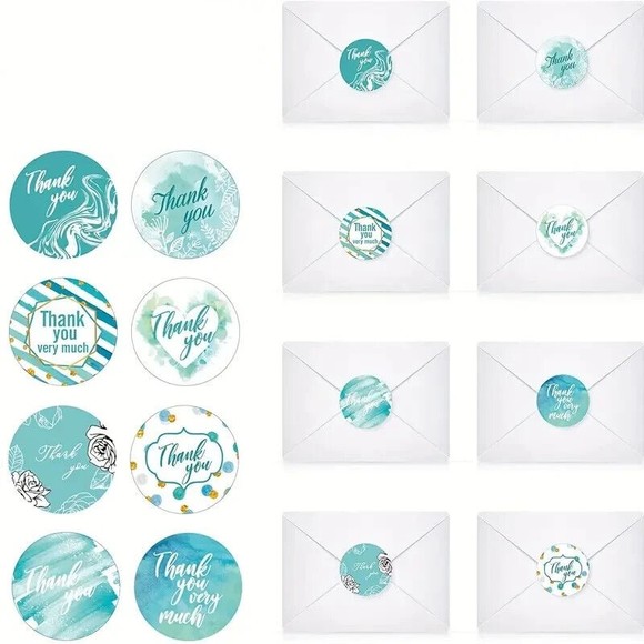 POSHMARK RESELLER SUPPLIES Office 50 Thank You Blue Watercolor Boho